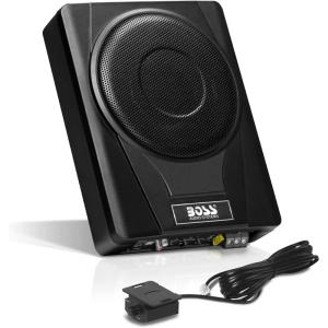 imageBOSS Audio Systems BASS8K 8 Inch Powered Car Subwoofer and Amplifier Wiring Kit Package  800 Watts Max Power Under Seat Low Profile 8 Gauge Wiring Kit for Truck Boxes and EnclosuresNo Wiring Kit