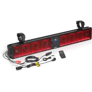 imageBOSS Audio Systems BRT36RGB ATV UTV Sound Bar  36 Inches Wide 4 inch Speakers Full Range 1 Inch Tweeters IPX5 Weatherproof Bluetooth Builtin Amplifier USB Port Multicolor Illumination