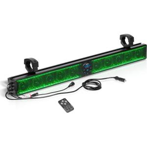 imageBOSS Audio Systems BRT37SLR ATV UTV Sound Bar  37 Inches Wide 3 inch Speakers 1 Inch Tweeters Full Range IPX5 Weatherproof Bluetooth Builtin Amp Multicolor Illumination Golf Cart Compatible