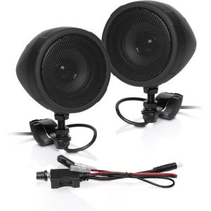 imageBOSS Audio Systems MCBK425BA 3 Inch Motorcycle Speakers  Builtin Bluetooth Amplifier Weatherproof Volume Control ATV UTV Compatible2 3 Black Speakers