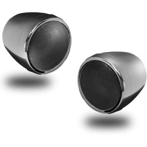 imageBOSS Audio Systems MCBK425BA 3 Inch Motorcycle Speakers  Builtin Bluetooth Amplifier Weatherproof Volume Control ATV UTV Compatible2 3 Grey Speakers