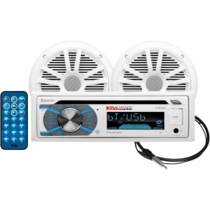 imageBOSS Audio Systems MCK508WB6 Marine Boat Bluetooth Stereo ampamp 65 Inch Speakers  CD DVD Player AMFM Radio Receiver Head Unit Dipole AntennaMr508uabw  2 White Speakers