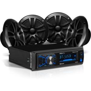 imageBOSS Audio Systems MCK632WB6 Bluetooth Car Stereo Receiver with USB Port 90W Dual Cone Speakers Color Illumination Weatherproofing Media Playback and Detachable Front PanelMCBK634B64