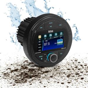 imageBOSS Audio Systems MGV520B Marine Gauge Receiver  Weatherproof 3 Inch LCD Builtin Amplifier Bluetooth Digital Media MP3 Player No CD Player USB Port AMFM RadioMGV500B Receiver