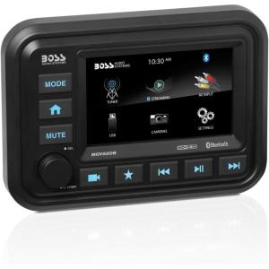 imageBOSS Audio Systems MGV520B Marine Gauge Receiver  Weatherproof 3 Inch LCD Builtin Amplifier Bluetooth Digital Media MP3 Player No CD Player USB Port AMFM RadioMGV550B Receiver