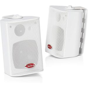 imageBOSS Audio Systems MR43B 200 Watt Per Pair 4 Inch Full Range 3 Way Weatherproof Marine Speakers Sold in Pairs4 3Way White Box Speaker