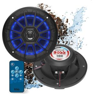 imageBOSS Audio Systems MRGB55W 525 Inch Marine Speakers  Weatherproof 150 Watts Per Pair 75 Watts Each MultiColor Illumination Full Range 2 Way Sold in Pairs525 Black 150W MRGB55B