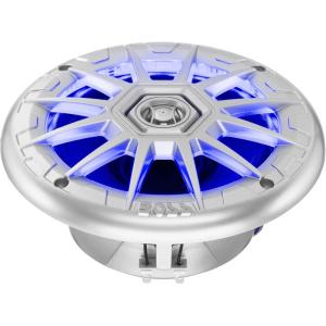 imageBOSS Audio Systems MRGB65S 65 Inch Marine Boat Stereo Speakers  200 Watts Max per pair Coaxial 2 Way Full Range 4 Ohms Weatherproof MultiColor Illumination Sold In PairsSilver