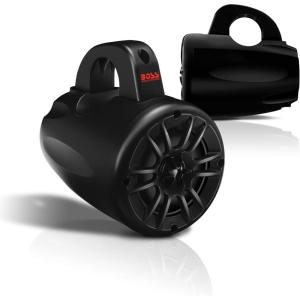 imageBOSS Audio Systems MRWT40RGB 4 Inch Marine Wake Tower Speakers  Full Range 2Way IPX5 Rated Multicolor Illumination Sold in Pairs4 inch Speakers Black 400W