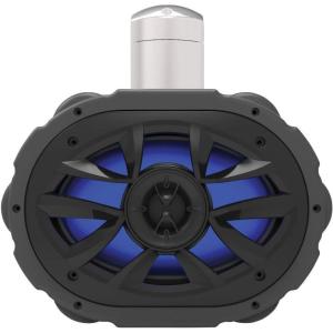 imageBOSS Audio Systems MRWT69RGB Marine Waketower Speaker System  600 Watts Of Power 6 x 9 Inch Full Range 2 Way MultiColor LED Illumination Marine grade Weatherproof Sold Individually6 x 9 Black Tower Speaker w RGB