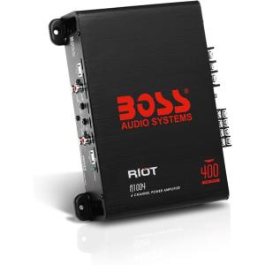imageBOSS Audio Systems R1004 Riot Series 4 Channel Amplifier Car Audio  Class AB 400 High Output 28 Ohm Stable HighLow Level Inputs Full Range400W 4 Channel