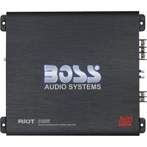 imageBOSS Audio Systems R1600M Monoblock Car Amplifier  1600 W High Output LowHigh Level Inputs Low Pass Crossover Hook Up to Subwoofer for Bass1600W Monoblock