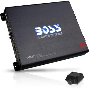 imageBOSS Audio Systems R1600M Monoblock Car Amplifier  1600 W High Output LowHigh Level Inputs Low Pass Crossover Hook Up to Subwoofer for Bass3400W Monoblock