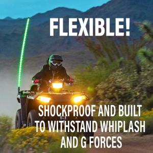 imageBOSS Audio Systems WP4 ATV Whip  48 inch 360 degree RGB RedGreenBlue Multicolor 20 Color Combinations 15 Brightness Levels Marine Rated Weatherproof IP67 Easy InstallationWP4