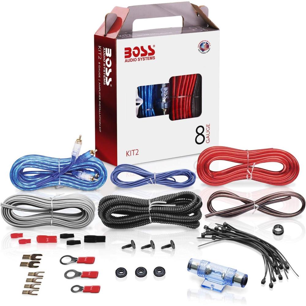 imageBOSS Audio Systems KIT10 4 Gauge Amplifier Installation Wiring Kit  A Car Helps You Make Connections and Brings Power to Your Radio Subwoofers Speakers8 Gauge