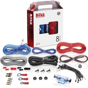 imageBOSS Audio Systems KIT10 4 Gauge Amplifier Installation Wiring Kit  A Car Helps You Make Connections and Brings Power to Your Radio Subwoofers Speakers8 Gauge