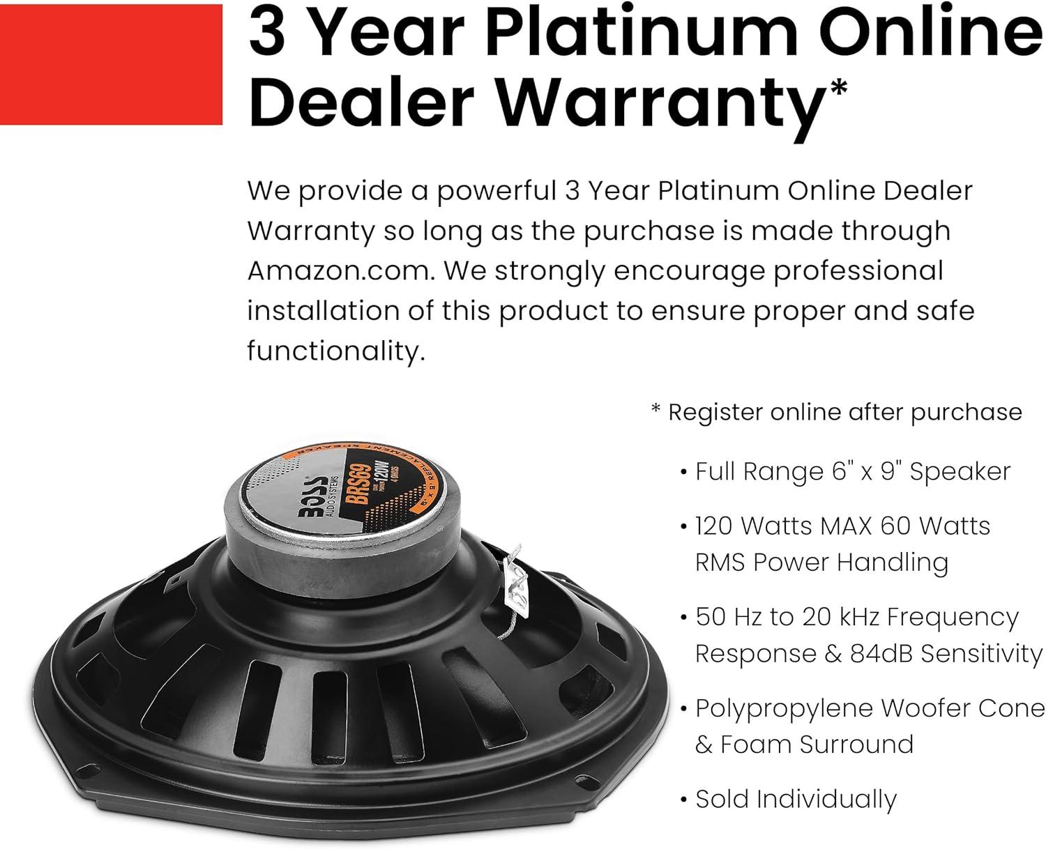 imageBOSS Audio Systems BRS40 50 Watt 4 Inch  Full Range Replacement Car Speaker  Sold Individually6 x 9 Speaker