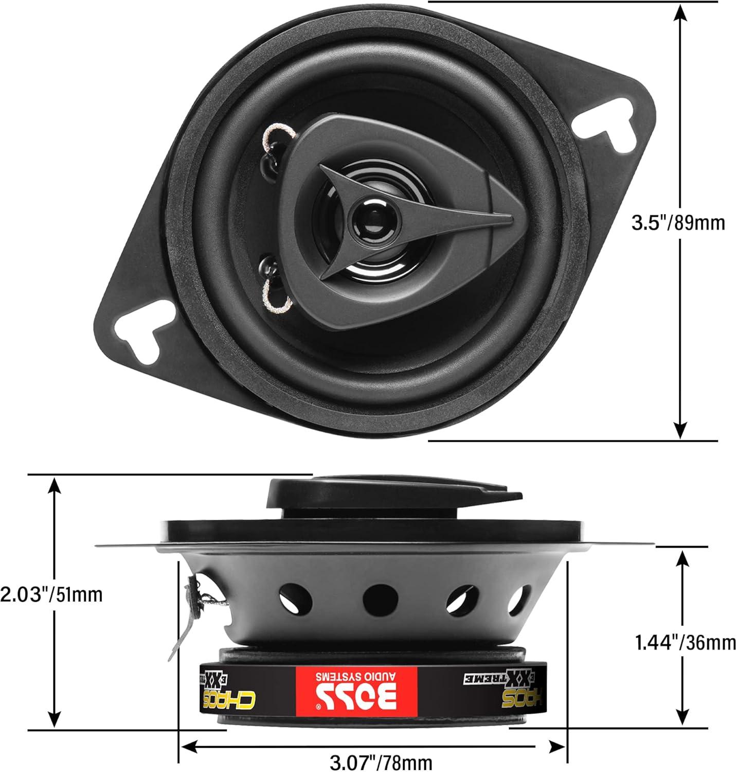 imageBOSS Audio Systems CH3220 35 Inch Car Door Speakers  140 Watts Max per pair Coaxial 2 Way Full Range 4 Ohms Sold in Pairs Bocinas Para Carro35 Black