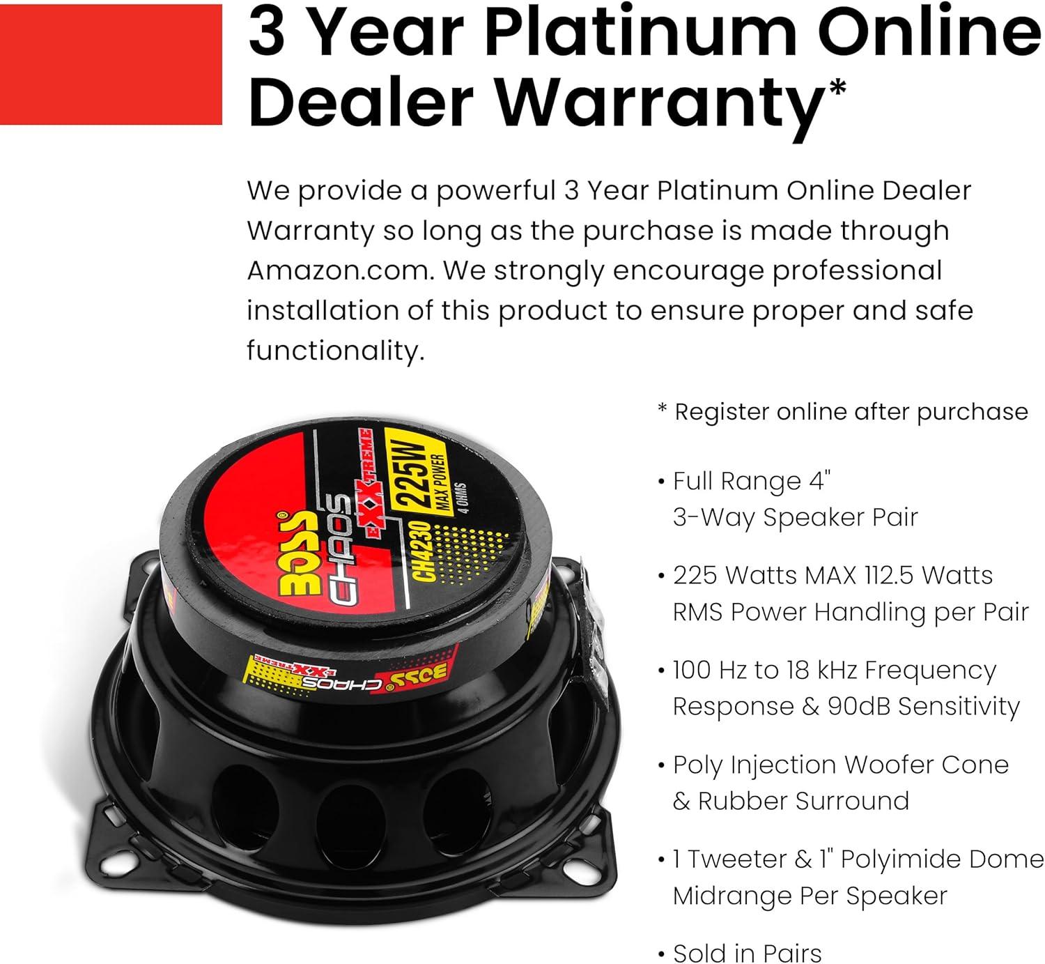 imageBOSS Audio Systems CH4230 Chaos Exxtreme Series 4 x 10 Inch Car Door Speakers  400 Watts Max per Pair Coaxial 3 Way Full Range 4 Ohms Sold in Pairs Bocinas para Carro