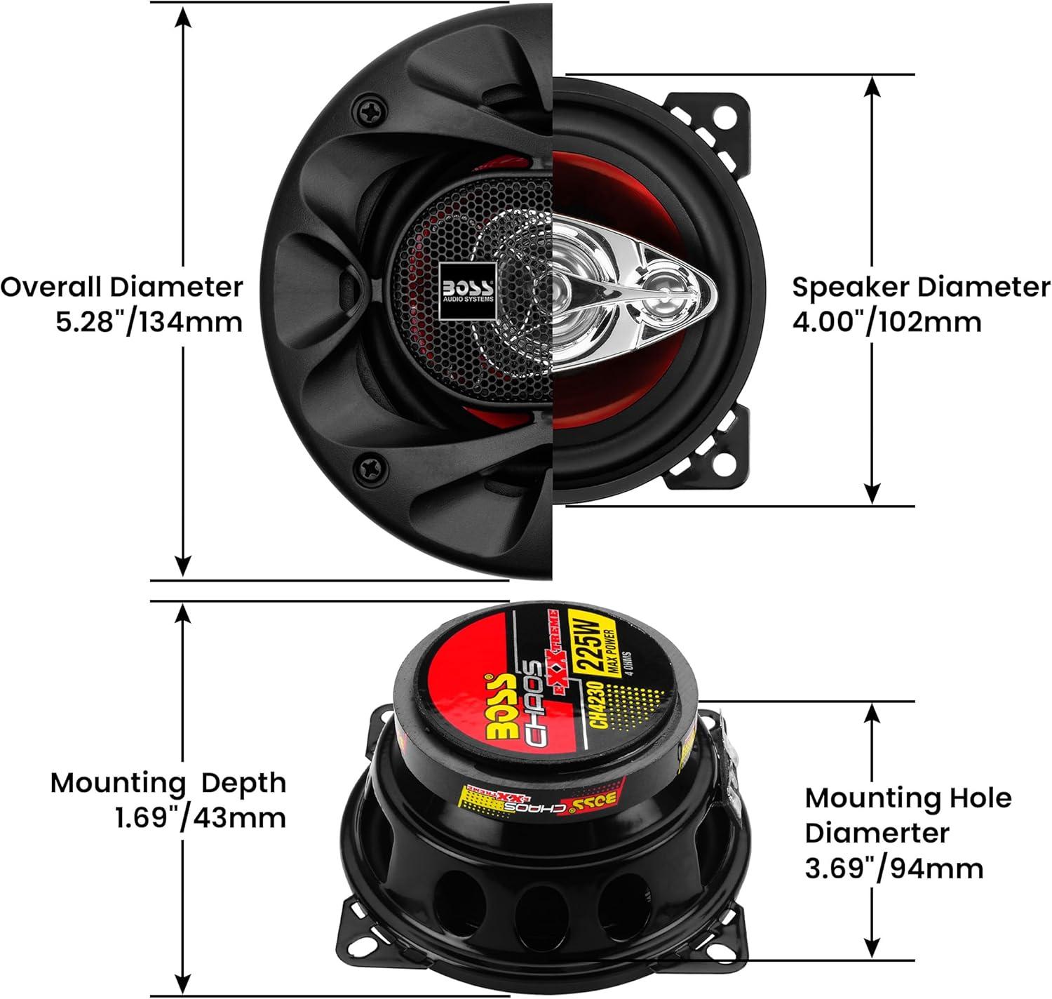 imageBOSS Audio Systems CH4230 Chaos Exxtreme Series 4 x 10 Inch Car Door Speakers  400 Watts Max per Pair Coaxial 3 Way Full Range 4 Ohms Sold in Pairs Bocinas para Carro