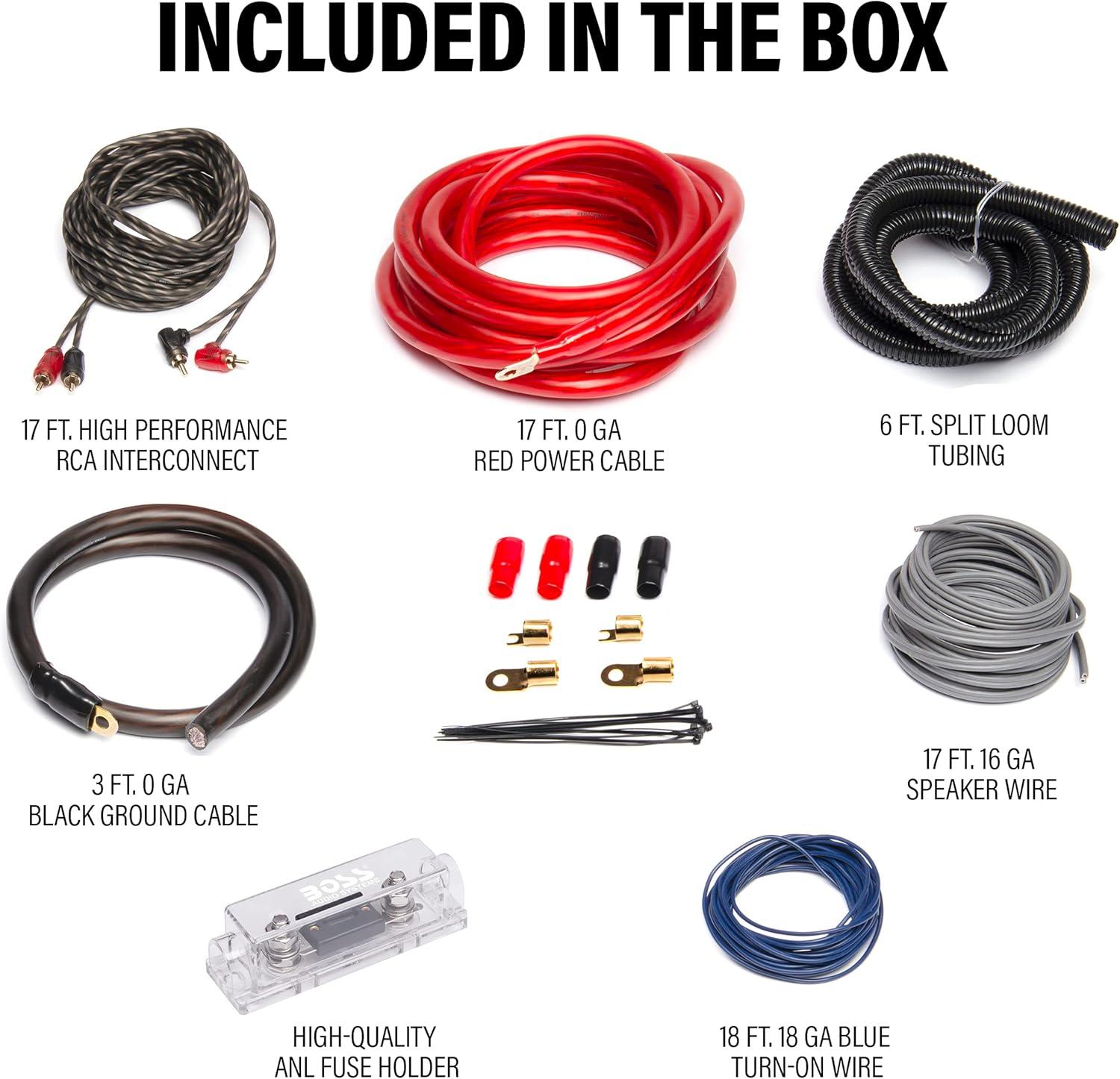 imageBOSS Audio Systems KIT20 0 Gauge Amplifier Installation Wiring Kit  A Car Amplifier Wiring Kit Helps You Make Connections and Brings Power to Your Radio Subwoofers and Speakers0 Gauge