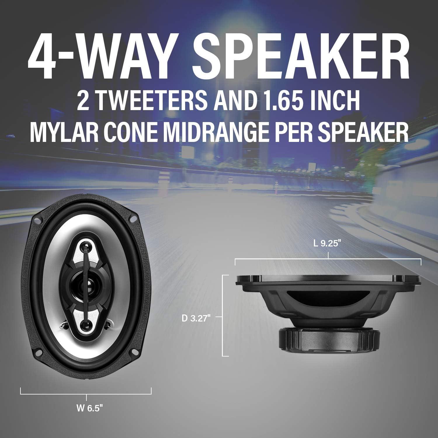 imageBOSS Audio Systems NX654 Onyx Series 65 Inch Car Door Speakers  400 Watts per pair Coaxial 4 Way Full Range 4 Ohms Sold in Pairs Bocinas Para Carro6 x 9 4Way