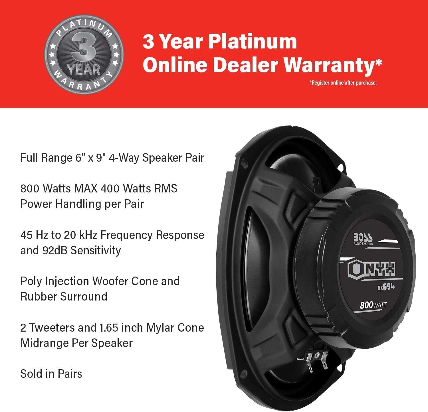 imageBOSS Audio Systems NX654 Onyx Series 65 Inch Car Door Speakers  400 Watts per pair Coaxial 4 Way Full Range 4 Ohms Sold in Pairs Bocinas Para Carro6 x 9 4Way