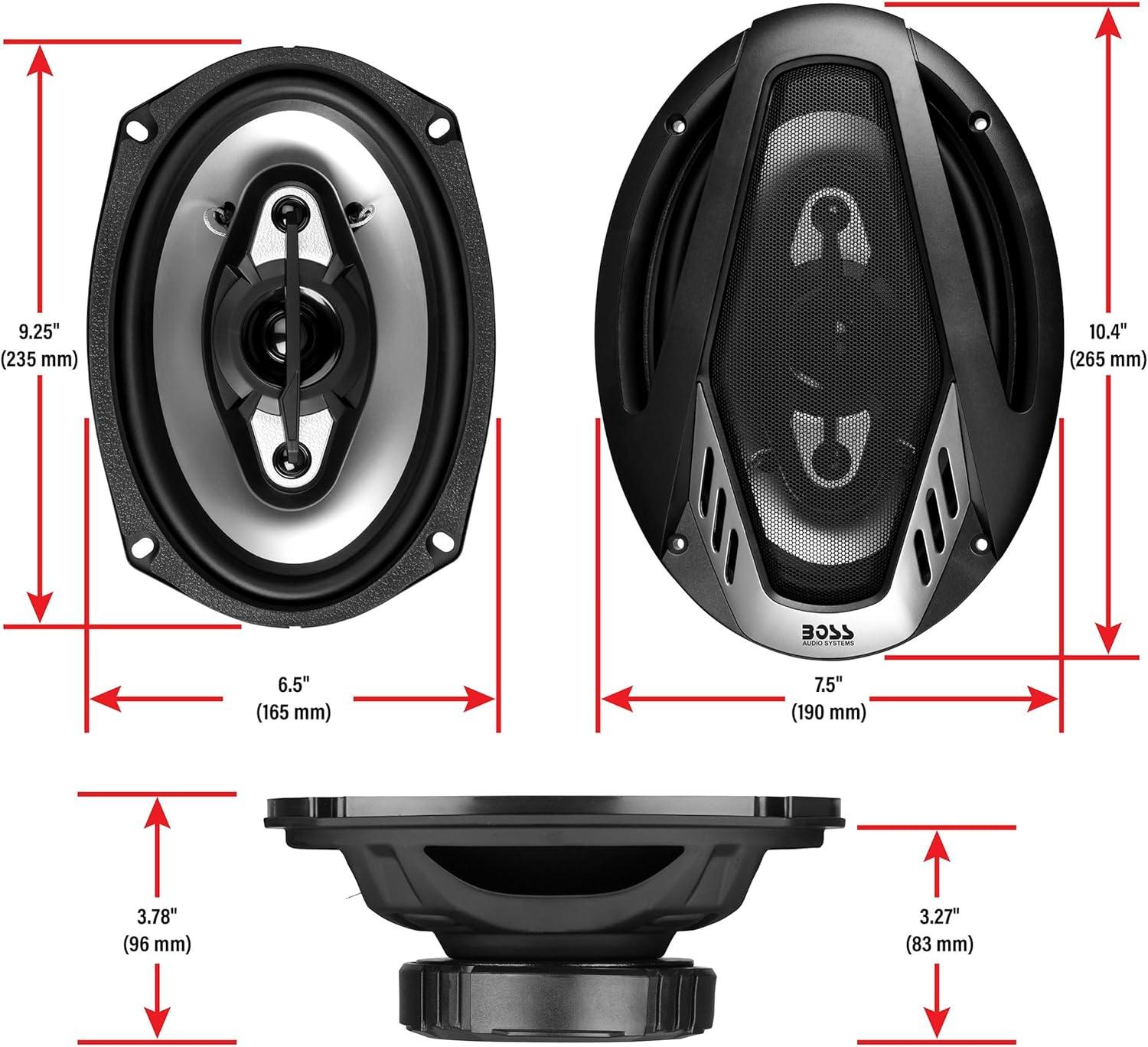 imageBOSS Audio Systems NX654 Onyx Series 65 Inch Car Door Speakers  400 Watts per pair Coaxial 4 Way Full Range 4 Ohms Sold in Pairs Bocinas Para Carro6 x 9 4Way
