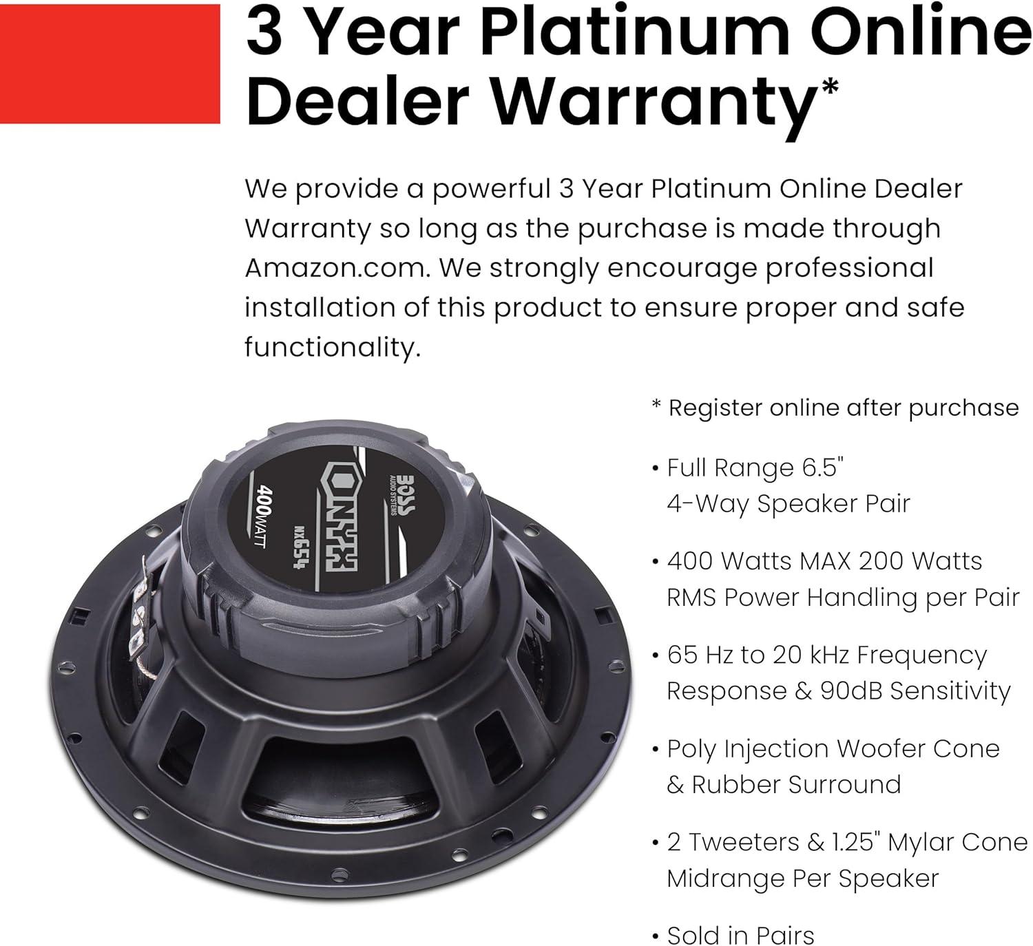 imageBOSS Audio Systems NX654 Onyx Series 65 Inch Car Door Speakers  400 Watts per pair Coaxial 4 Way Full Range 4 Ohms Sold in Pairs Bocinas Para Carro65 4Way