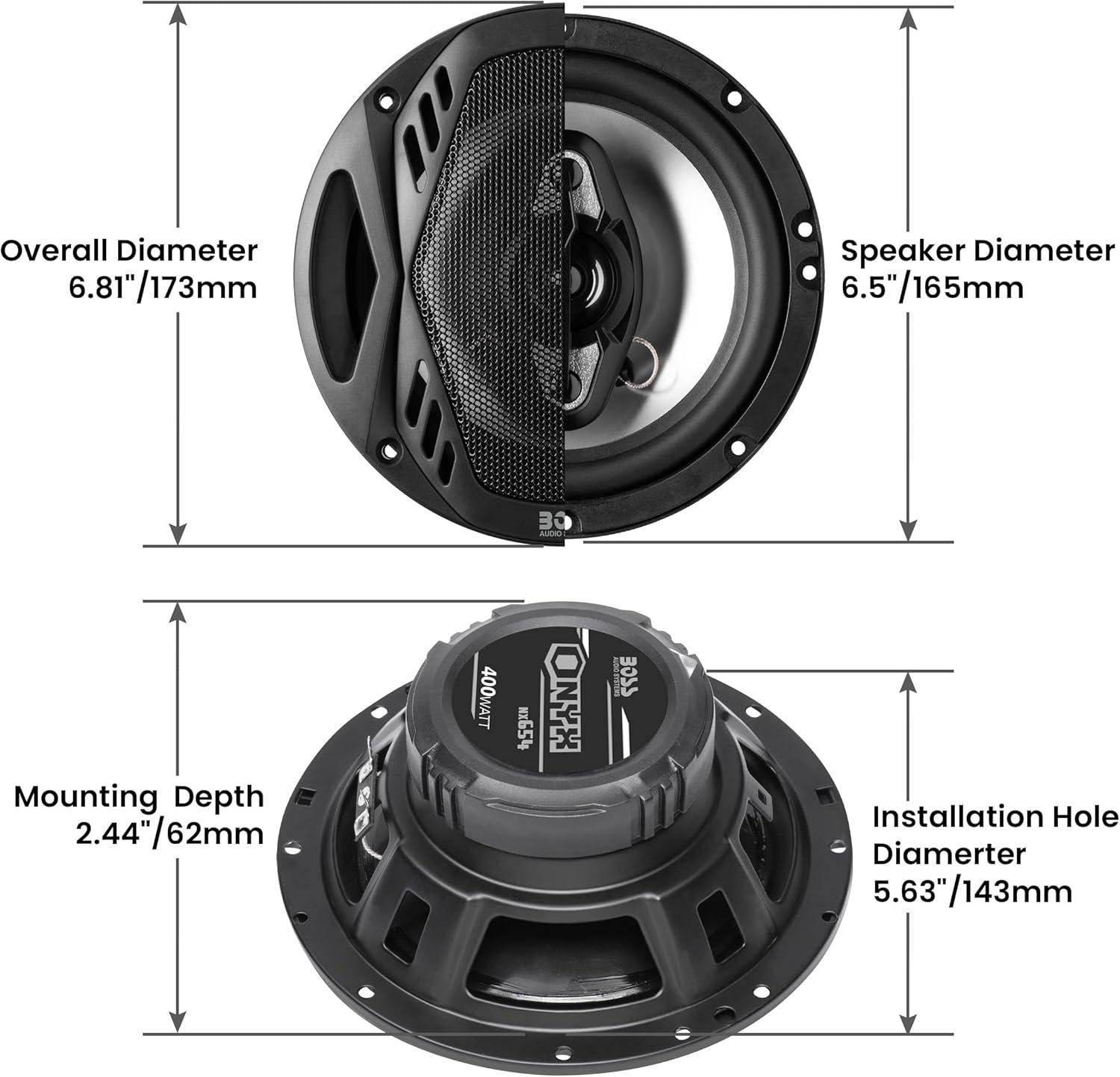 imageBOSS Audio Systems NX654 Onyx Series 65 Inch Car Door Speakers  400 Watts per pair Coaxial 4 Way Full Range 4 Ohms Sold in Pairs Bocinas Para Carro65 4Way