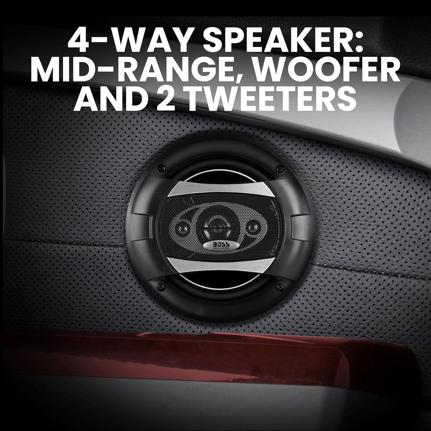 imageBOSS Audio Systems P554C Phantom Series 525 Inch Car Stereo Door Speakers  300 Watts Max 4 Way Full Range Audio Tweeters Coaxial Sold in Pairs65 4Way
