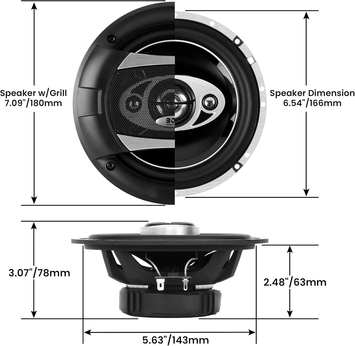 imageBOSS Audio Systems P554C Phantom Series 525 Inch Car Stereo Door Speakers  300 Watts Max 4 Way Full Range Audio Tweeters Coaxial Sold in Pairs65 4Way
