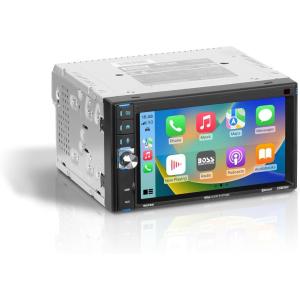 imageBOSS Audio Systems BCP62 Car Stereo  Apple CarPlay Double Din 62 Inch Capacitive Touchscreen Bluetooth No CD DVD Player AMFM Radio Receiver USB62 Inch w Volume Knob