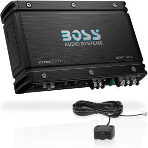 imageBOSS Audio Systems OX15KM Onyx Series Car Audio Subwoofer Amplifier  1500 High Output Class AB 24 Ohm LowHigh Level Inputs Low Pass Crossover MOSFET Power Monoblock Full Range1500W Monoblock