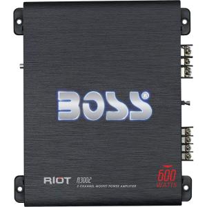 imageBOSS Audio Systems R3002 Riot Series Car Audio Amplifier  600 High Output 2 Channel 28 Ohm HighLow Level Inputs HighLow Pass Crossover Full Range Hook Up to Stereo and Subwoofer Class AB600W 2 Channel