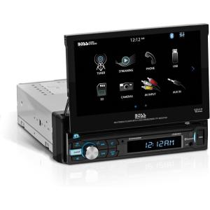 imageBOSS Audio Systems BV9968MB Car Stereo System  Single Din 7 Inch Head Unit Touchscreen Bluetooth Audio and HandsFree Calling AMFM Radio Receiver No CD Player Auxin USB
