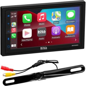 imageBOSS Audio Systems BVCP9700A Car Stereo  Apple CarPlay Android Auto Double Din 7 Inch Touchscreen Bluetooth No CD DVD Player AMFM Radio Receiver675 Inch No CD  Backup Camera