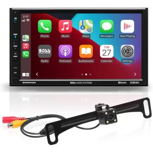 imageBOSS Audio Systems BVCP9700A Car Stereo  Apple CarPlay Android Auto Double Din 7 Inch Touchscreen Bluetooth No CD DVD Player AMFM Radio Receiver7 Inch No CD  Backup Camera