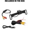 imageBOSS Audio Systems BPLCAM Motorcycle Rear View Backup Camera  License Plate Mount High Resolution Easy Mounting 170 Wide Angle View Weatherproof Low Light Visibility Distance Guide ViewMotorcycle Backup Camera