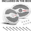 imageBOSS Audio Systems MR690 6x9 Inch Marine Speakers  350 Watts Per Pair Coaxial 2 Way Full Range 4 Ohms Weatherproof6x9 White 350W MR690