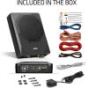 imageSound Storm Laboratories US10K 10 Inch Powered Under Seat Car Subwoofer  1000 Watts Max Dual 4 Ohm Voice Coil 8 Gauge Amp Installation Kit8 Inch  Wire Kit