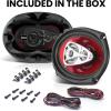 imageBOSS Audio Systems CH6930 Chaos Series 6 x 9 Inch Car Stereo Door Speakers  400 Watts Max 3 Way Full Range Audio Tweeters Coaxial Sold in Pairs6x9 Red  4Way