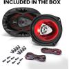 imageBOSS Audio Systems CH6930 Chaos Series 6 x 9 Inch Car Stereo Door Speakers  400 Watts Max 3 Way Full Range Audio Tweeters Coaxial Sold in Pairs6x9 Red  3Way