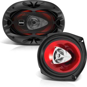 imageBOSS Audio Systems CH6930 Chaos Series 6 x 9 Inch Car Stereo Door Speakers  400 Watts Max 3 Way Full Range Audio Tweeters Coaxial Sold in Pairs6x9 Red  3Way